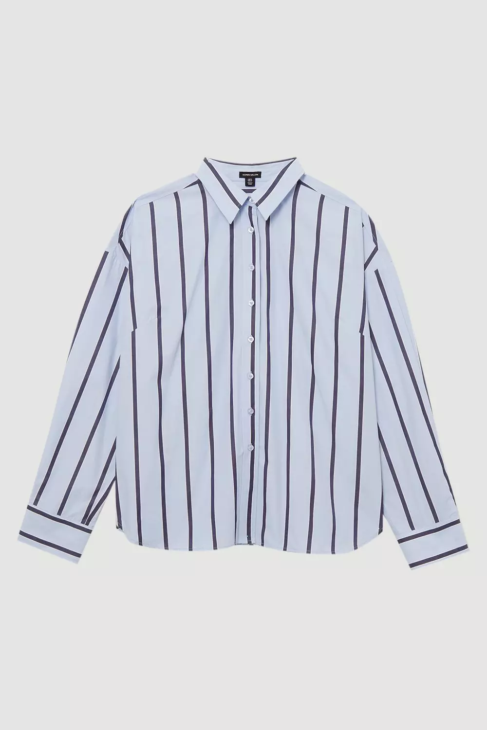Plus Size Stripe Cotton Oversize Tailored Essential Shirt